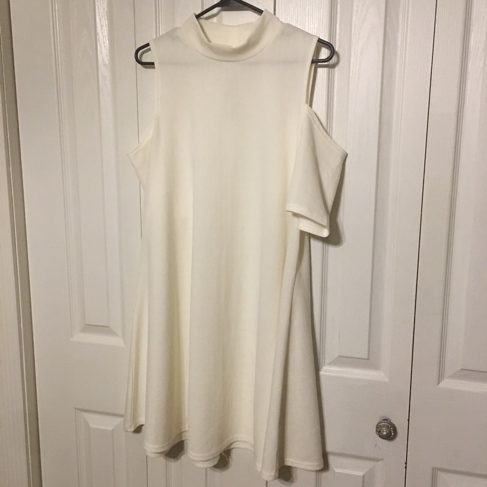 Rebellion 2X White High Neck, Cold Shoulder, Knee